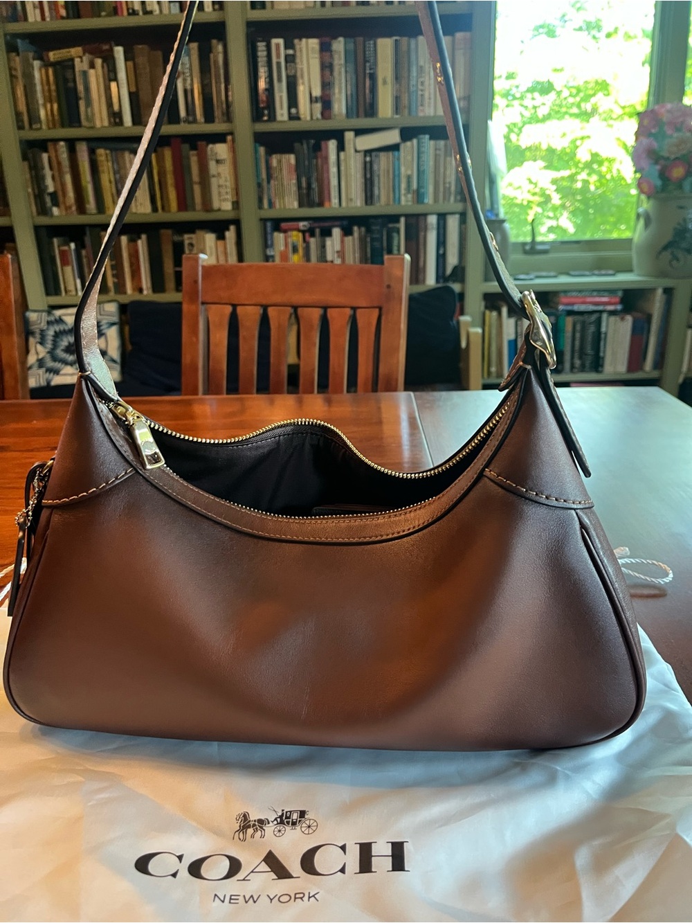 Coach Ella Leather Shoulder Bag - Burnished Redwood - Picture 2 of 12